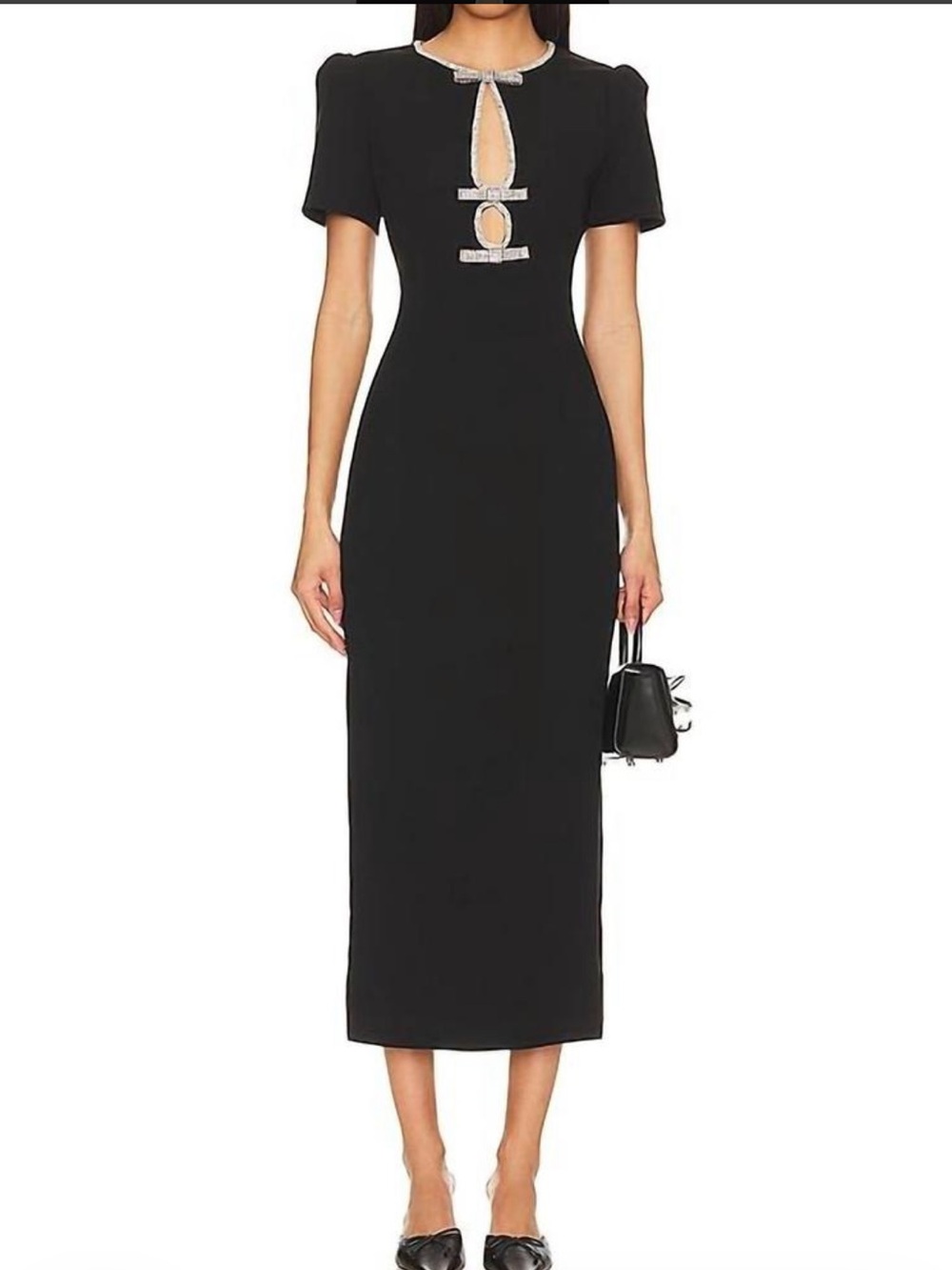 Self Portrait Crystal Crepe Diamanté Midi Dress with Embellished Cutouts NWT